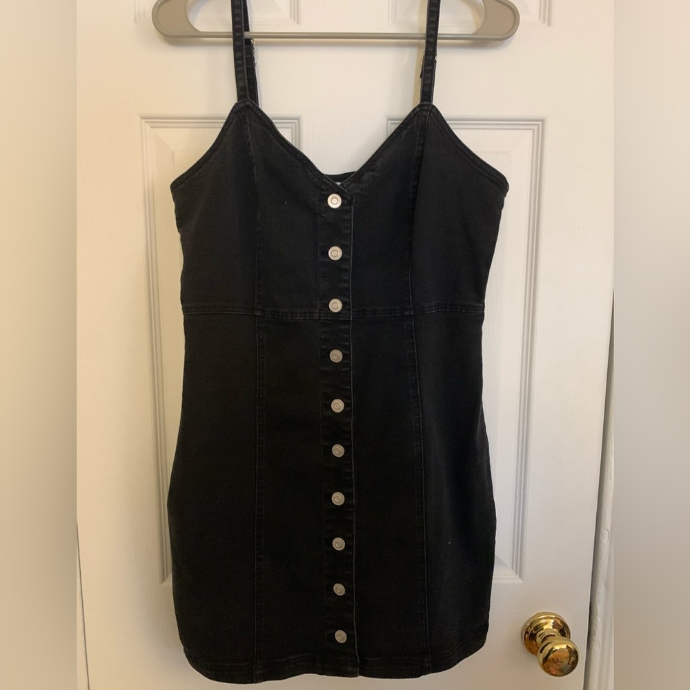 Black denim bodycon dress
